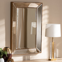 Baxton Studio RXW-6177 Neva Modern and Contemporary Antique Gold Finished Rectangular Accent Wall Mirror